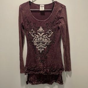 Vocal, deep purple, vintage, long sleeve shirt